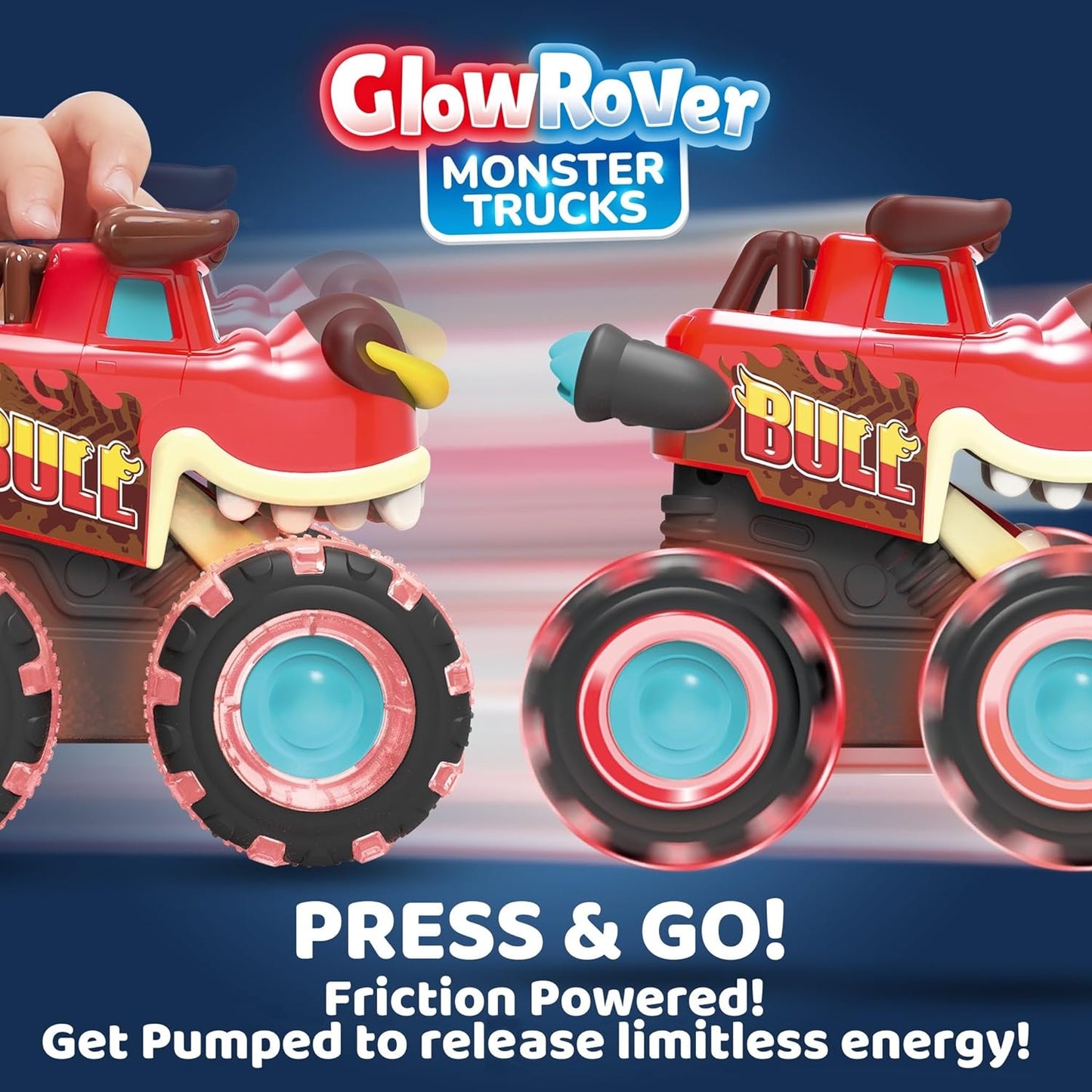 JOYIN 3 Pack Monster Truck Toy - Motion Activated Light-Up Cars for Toddlers - Monster Treads Lightning Wheels - Baby Toy Present - Press & Go Cars for Boys Girls Birthday Gifts Easter Basket Stuffer