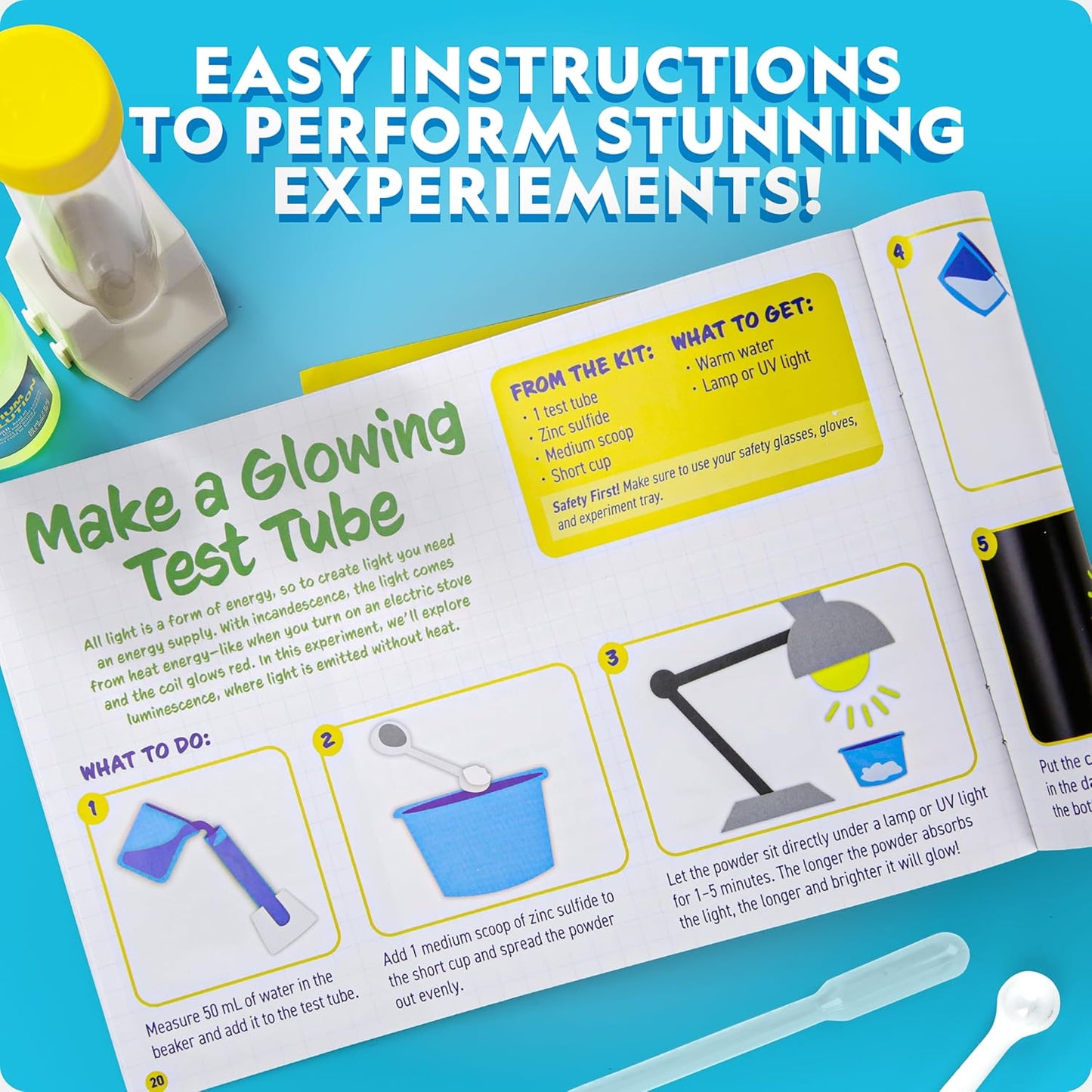 Stunning Chemistry Set - Mega Science Kit with 100+ Easy Experiments- Make a Volcano and Launch a Rocket, STEM Projects for Kids Ages 8-12, Science Toys (Amazon Exclusive)