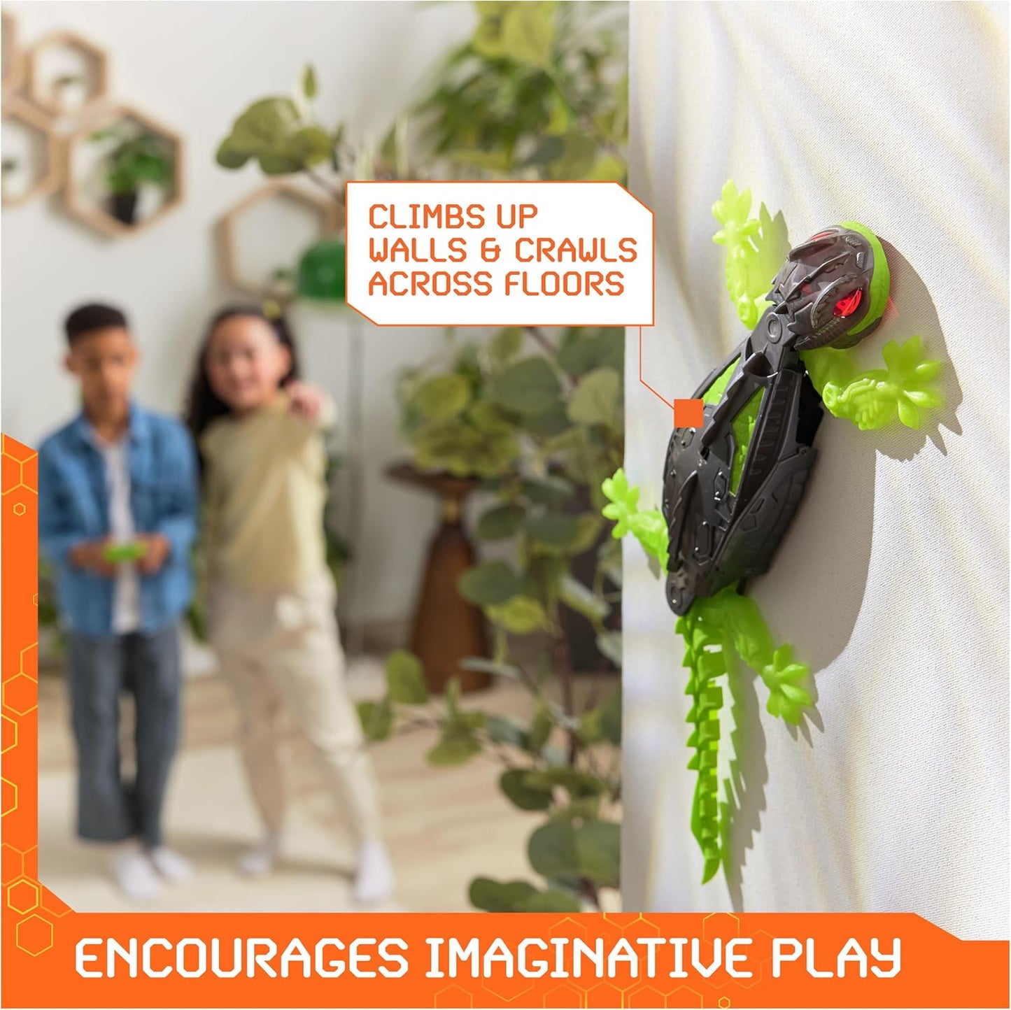 HEX BOTS Wall Crawler Gecko, Rechargeable Remote Control Robot Kids Toys, Climbs up Walls for Prank Toys & Games, RC Robot Toys for Boys & Girls Ages 4 & Up