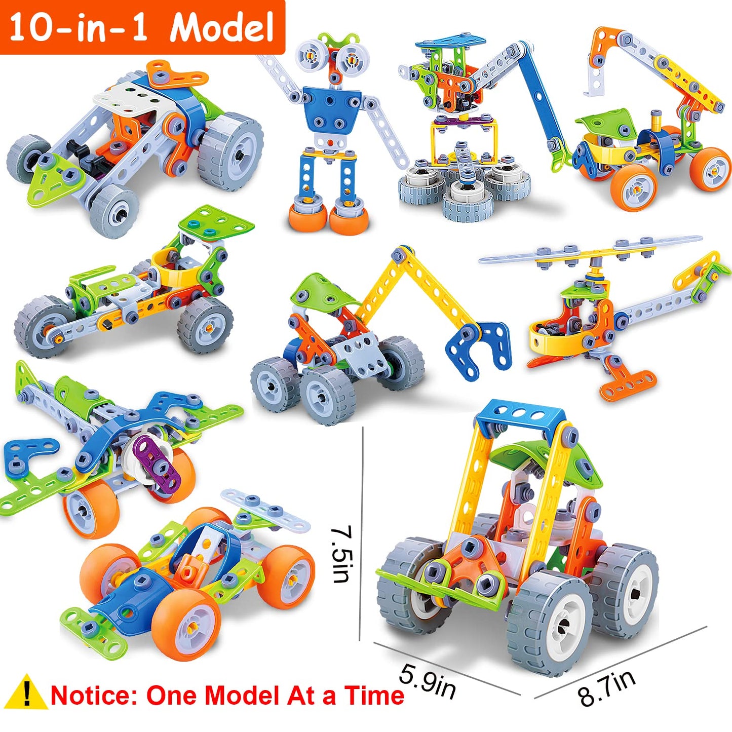 10 in 1 STEM Toys for 4 5 6 7 8+ Year Old Boy Girl Birthday Gifts Building Toys for Kids Ages 4-8 5-7 6-8 Educational Stem Activities for Boys 4-6 8-10 Construction Creative Games Holiday Idea Gift