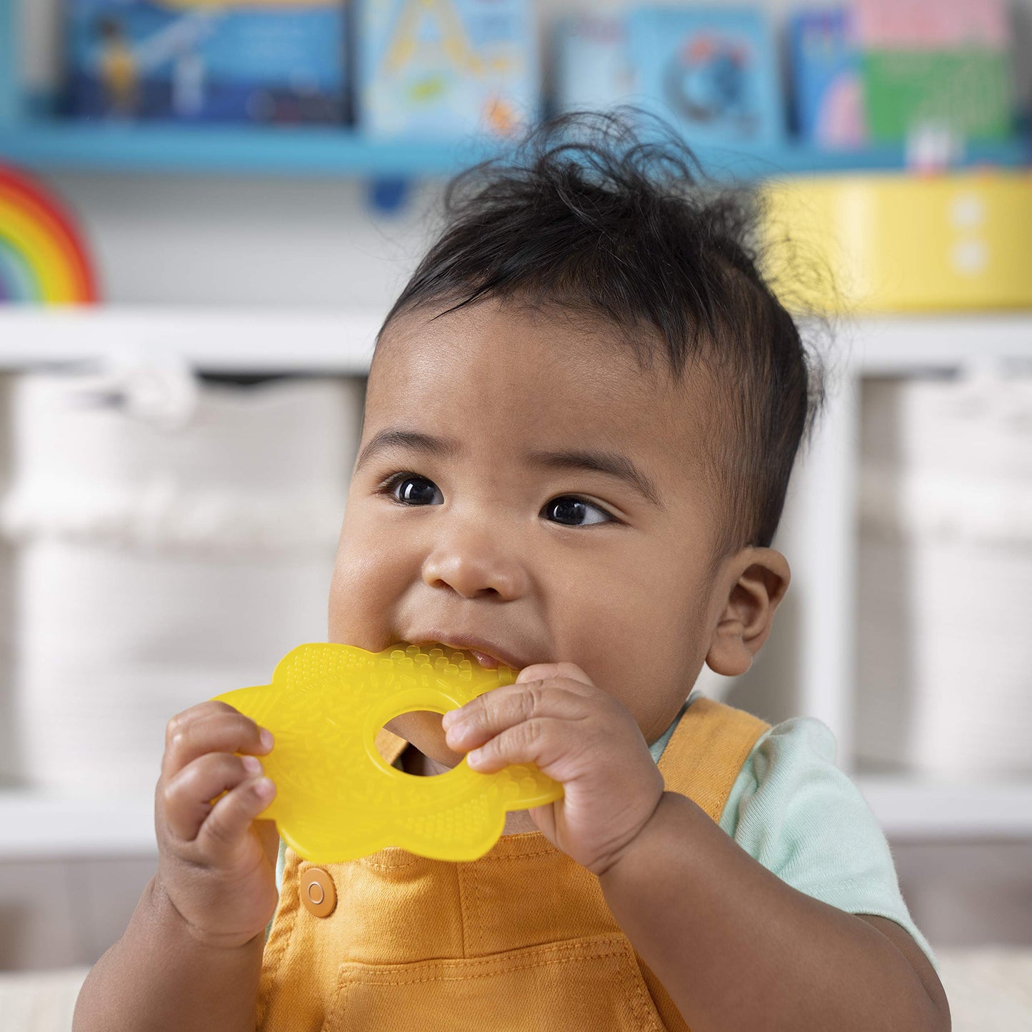 Bright Starts Grab & Spin Baby Rattle & BPA-Free Teether Toy, Ages 3 Months+