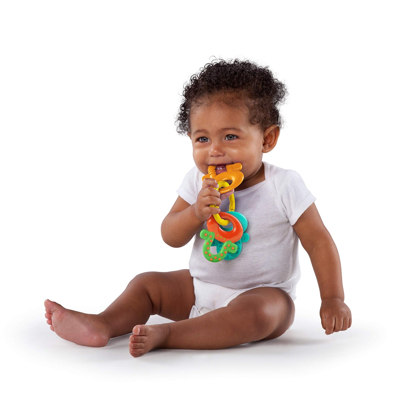 Bright Starts Grab & Spin Baby Rattle & BPA-Free Teether Toy, Ages 3 Months+