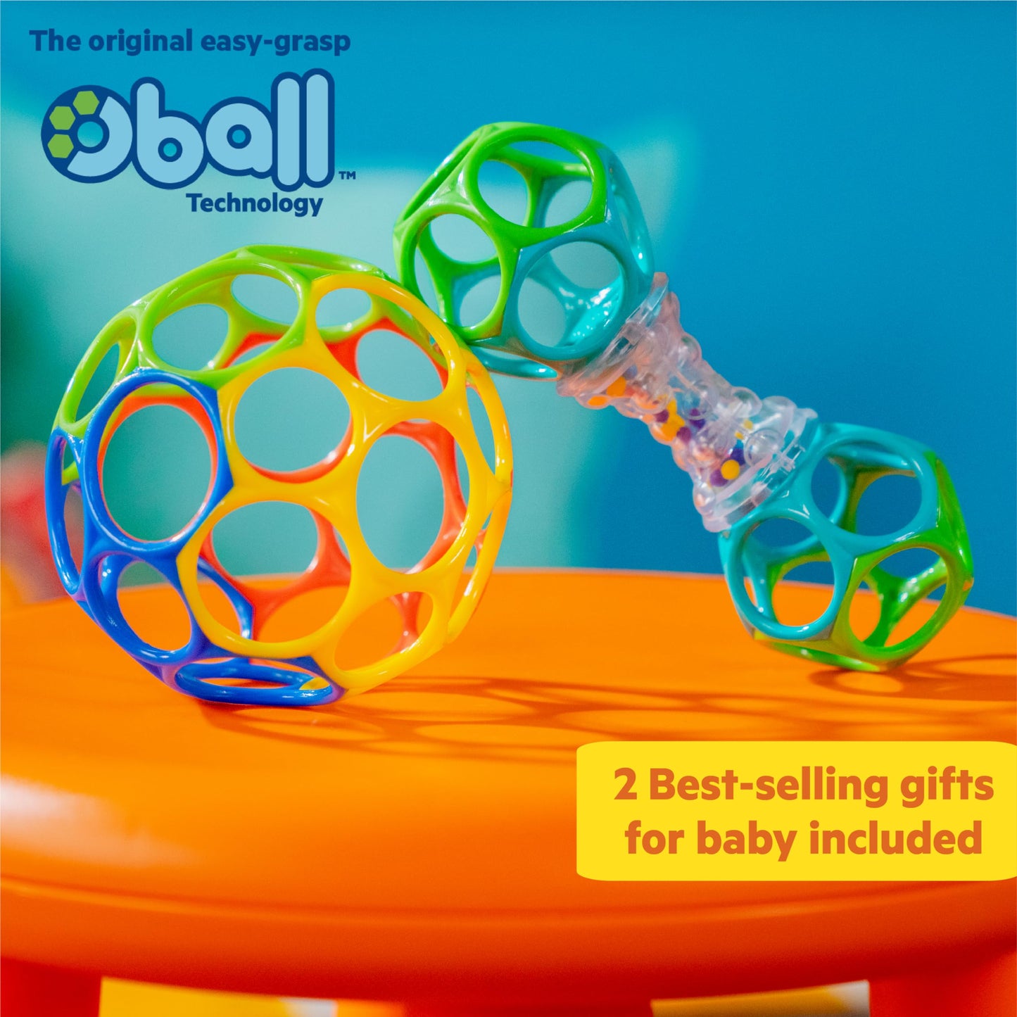 Bright Starts Oball Shaker Rattle Toy, Ages Newborn Plus