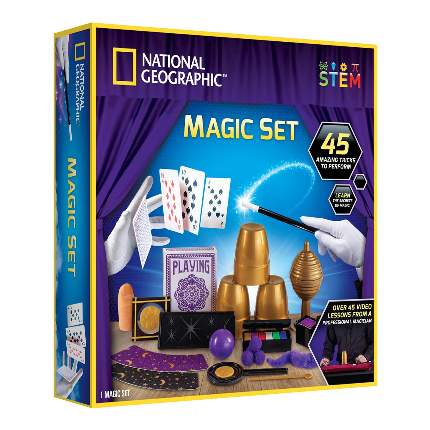 National Geographic Kids Magic Set - 45 Magic Tricks for Kids to Perform with Step-by-Step Video Instructions for Each Trick Provided by a Professional Magician, Toys for Boys and Girls