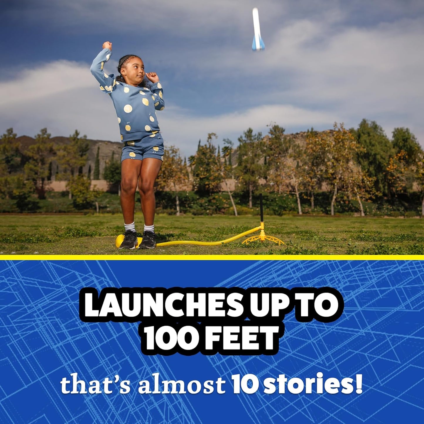 Stomp Rocket Jr Multi-Color Rocket Launcher for Kids, 8 Rockets - Fun Outdoor Kids Gifts for Boys & Girls - STEM Toy Foam Blaster Set Soars Up to 100 Feet - Ages 3 & Up