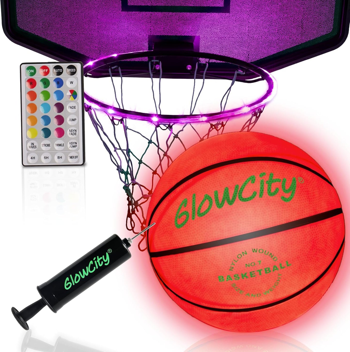 GlowCity Glow in The Dark Basketball for Teen Boy - Glowing Red Basket Ball, Light Up LED Toy for Night Ball Games - Sports Stuff & Gadgets for Kids Age 8 Years Old and Up. Great Gift for Boys & Girls