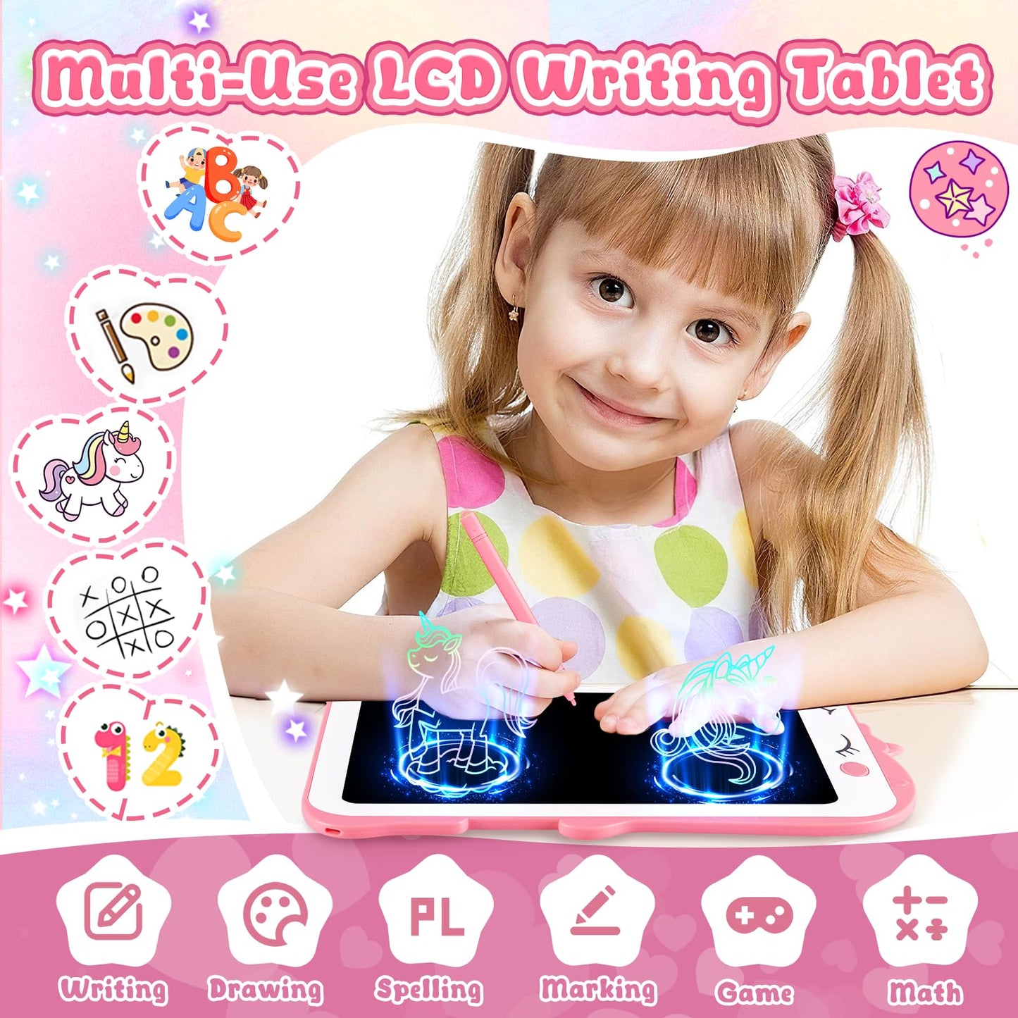 LCD Writing Tablet for Kids, Colorful Toddlers Toys Drawing Board, Educational Kid Toys, Doodle Pad Dinosaur Toys for 2 3 4 5 6 7 8 Year Old Boys Girls Birthday Party Christmas Gifts,8.5inch