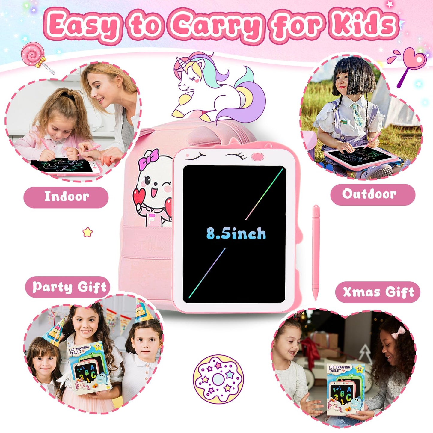LCD Writing Tablet for Kids, Colorful Toddlers Toys Drawing Board, Educational Kid Toys, Doodle Pad Dinosaur Toys for 2 3 4 5 6 7 8 Year Old Boys Girls Birthday Party Christmas Gifts,8.5inch