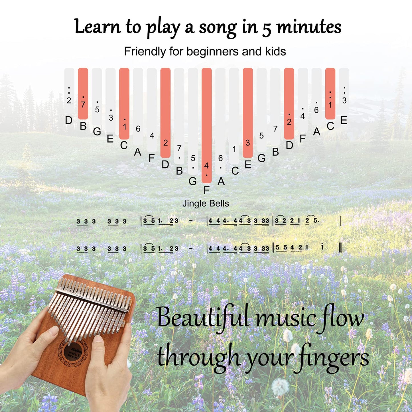 Kalimba Thumb Piano,YUNDIE Portable 17 Keys Mbira Finger Piano with Tune Hammer and Study Instruction,Musical Instruments Birthday Gift for Kid Adult Beginners Professional(Brown)