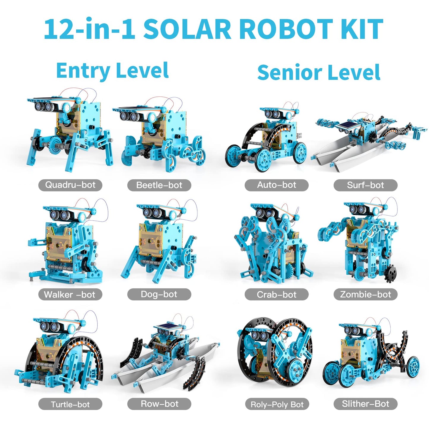 Lucky Doug Toys for Ages 8-13, 12-in-1 STEM Solar Robot Kit Toys Gifts for Kids 8 9 10 11 12 13 Years Old, Educational Building Science Experiment Set Birthday for Kids Boys Girls