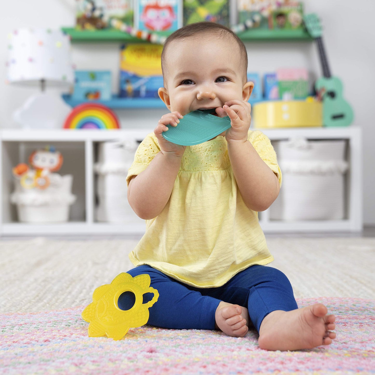 Bright Starts Grab & Spin Baby Rattle & BPA-Free Teether Toy, Ages 3 Months+