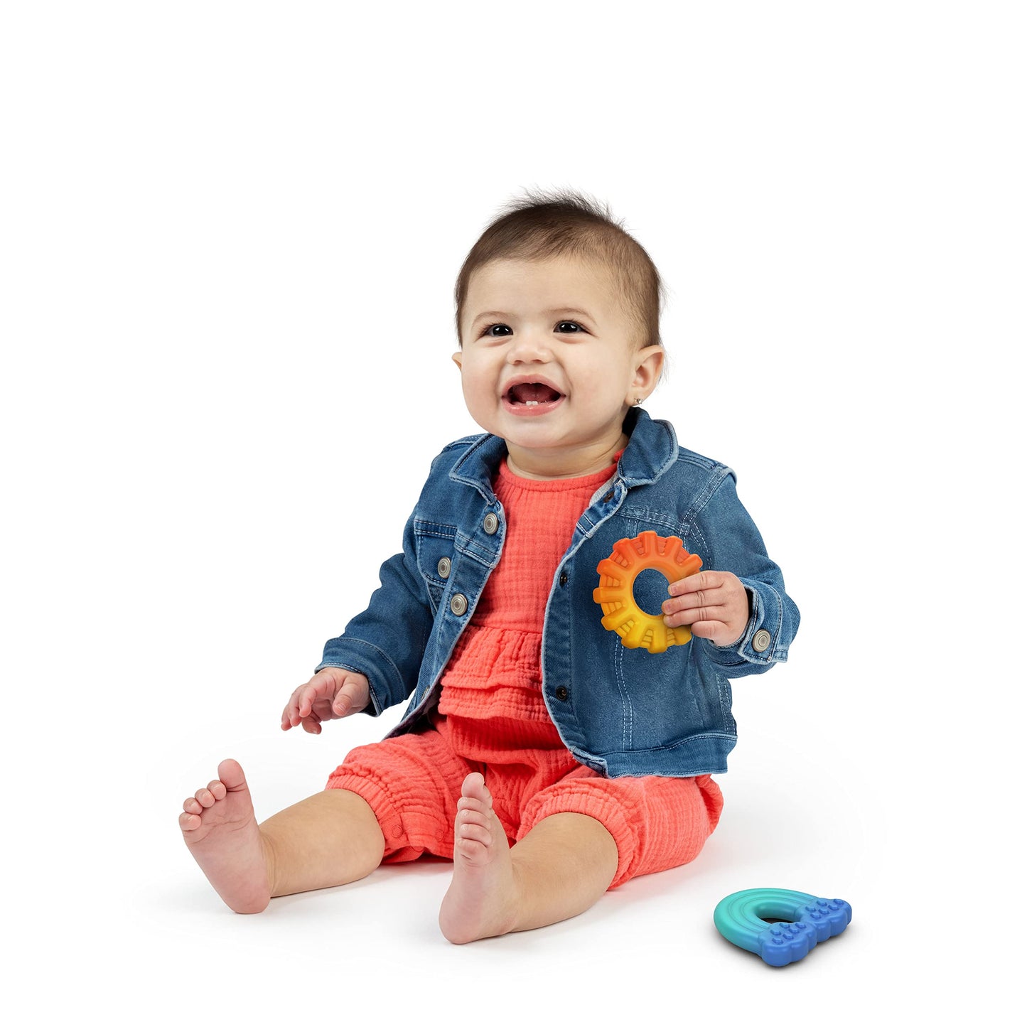 Bright Starts Grab & Spin Baby Rattle & BPA-Free Teether Toy, Ages 3 Months+