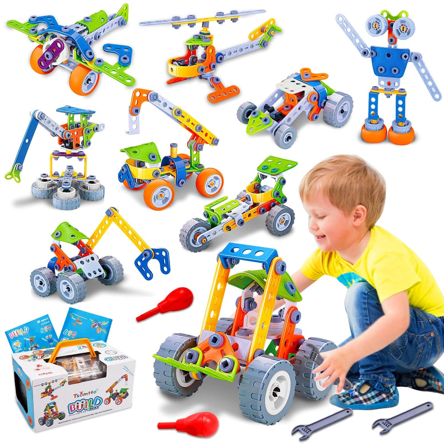 10 in 1 STEM Toys for 4 5 6 7 8+ Year Old Boy Girl Birthday Gifts Building Toys for Kids Ages 4-8 5-7 6-8 Educational Stem Activities for Boys 4-6 8-10 Construction Creative Games Holiday Idea Gift