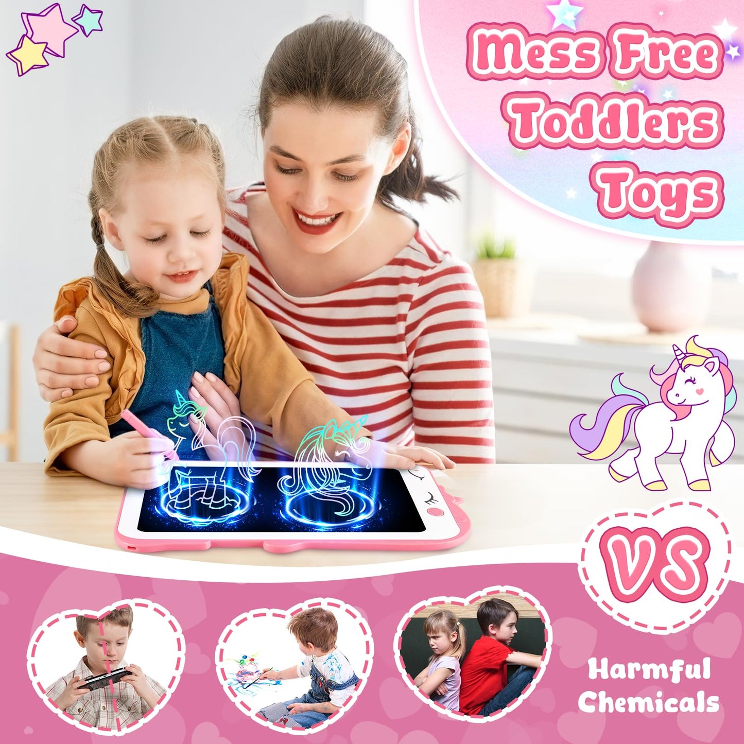 LCD Writing Tablet for Kids, Colorful Toddlers Toys Drawing Board, Educational Kid Toys, Doodle Pad Dinosaur Toys for 2 3 4 5 6 7 8 Year Old Boys Girls Birthday Party Christmas Gifts,8.5inch