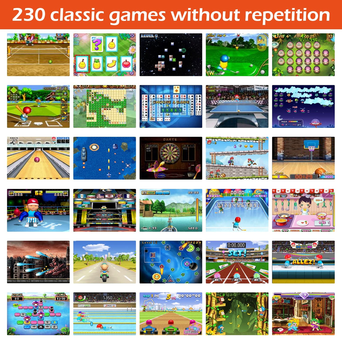 16 Bit Handheld Game for Kids Adults, 3.0'' Large Screen Preloaded 230 HD Classic Retro Video Games with USB Rechargeable Battery & 3 Game Cartridges for Birthday Gift for Kids 4-12 (Blue)