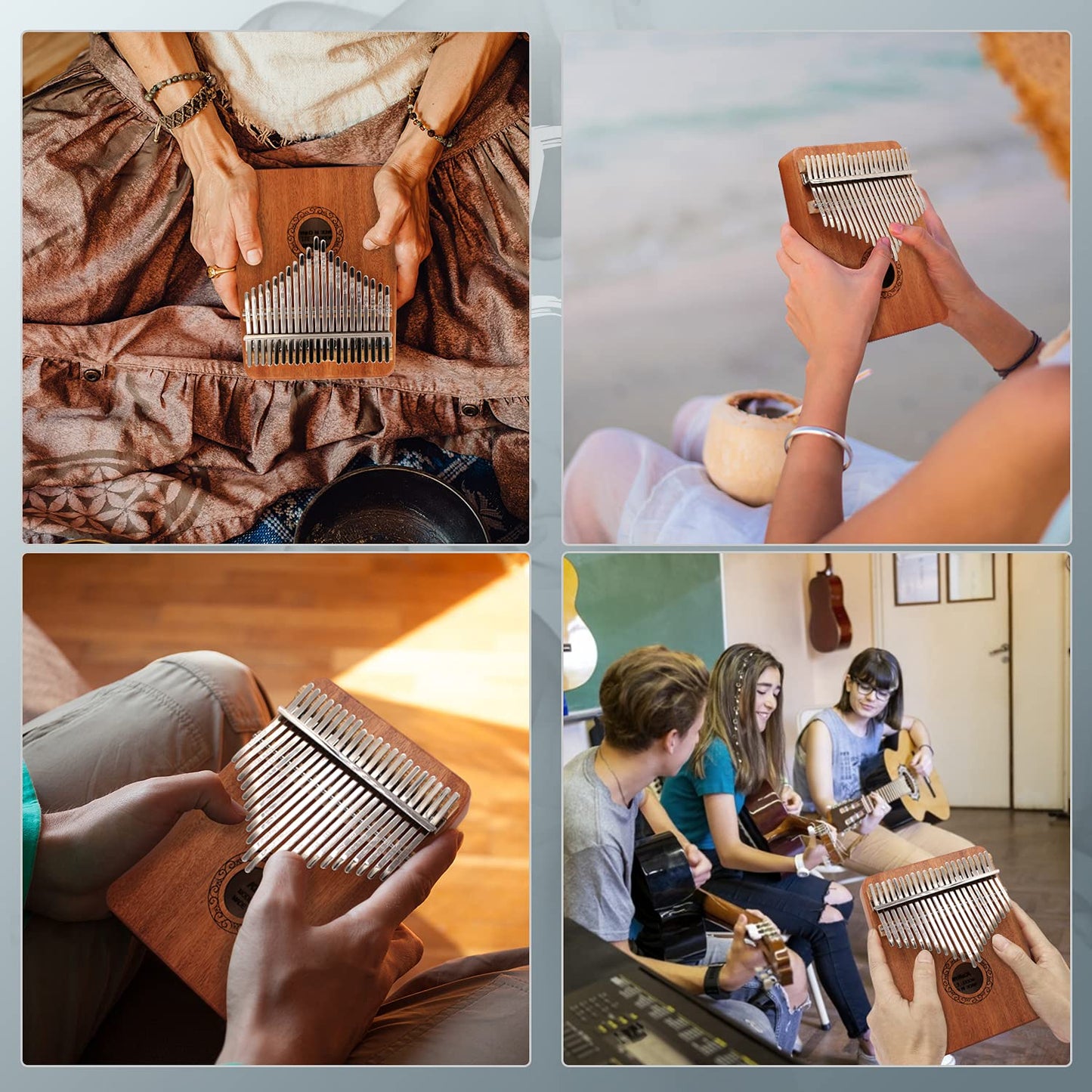 Kalimba Thumb Piano,YUNDIE Portable 17 Keys Mbira Finger Piano with Tune Hammer and Study Instruction,Musical Instruments Birthday Gift for Kid Adult Beginners Professional(Brown)
