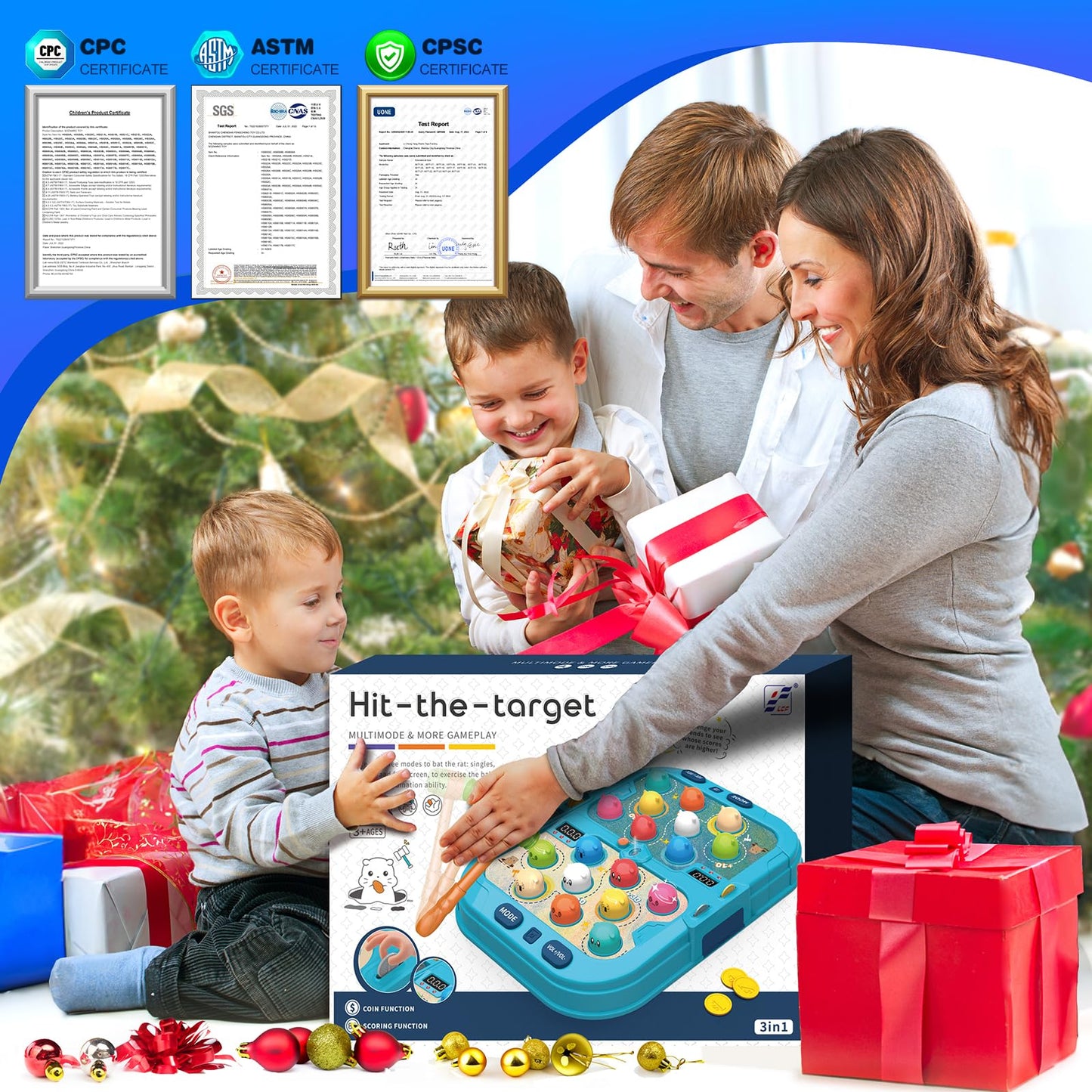 HopeRock Toys for 2 3 4 5 Year Old Boy,Toddler Toys Age 2-4, Whack A Frog Game,with 5 Modes,45 Levels,9 Music Spray and Light-up, Baby Toy Gifts for Early Learning, Birthday Gift for Toddler Boy Toys