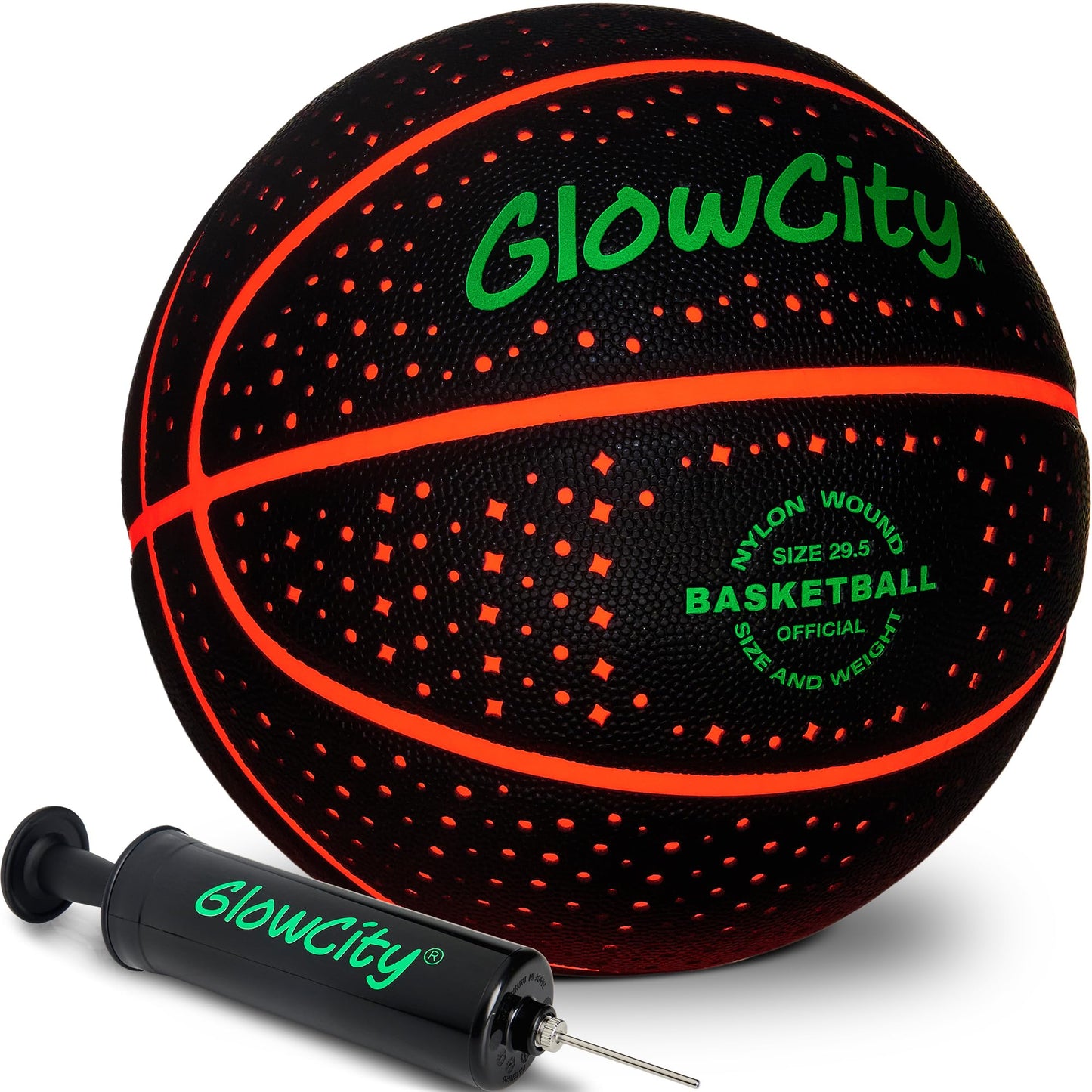 GlowCity Glow in The Dark Basketball for Teen Boy - Glowing Red Basket Ball, Light Up LED Toy for Night Ball Games - Sports Stuff & Gadgets for Kids Age 8 Years Old and Up. Great Gift for Boys & Girls