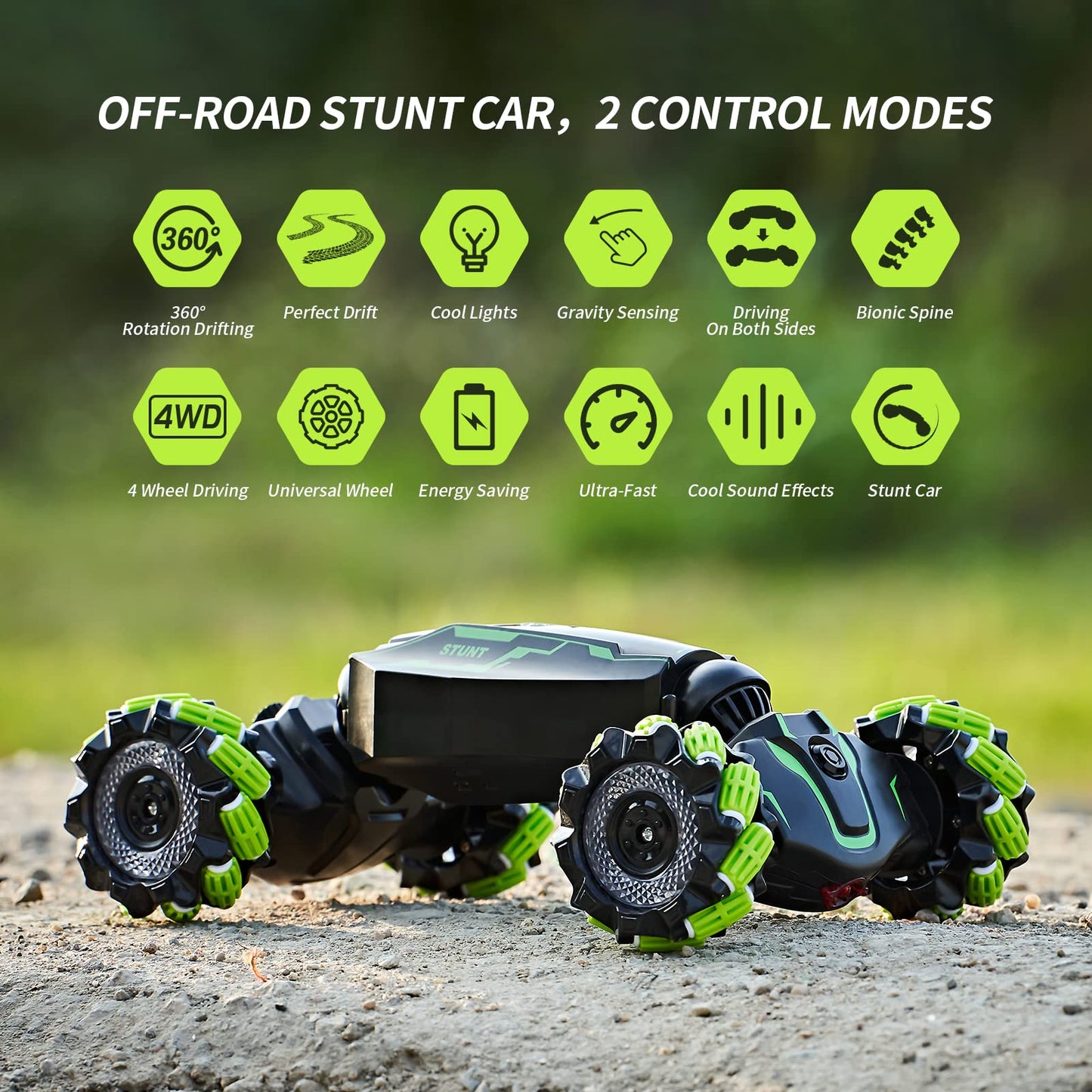 4WD Remote Control Gesture Sensor Car,Hand Controlled RC Stunt Car,Double-Sided Vehicle 360° Rotation with Light and Music Spray, Watch Toy Cars for Boys & Girls Birthday