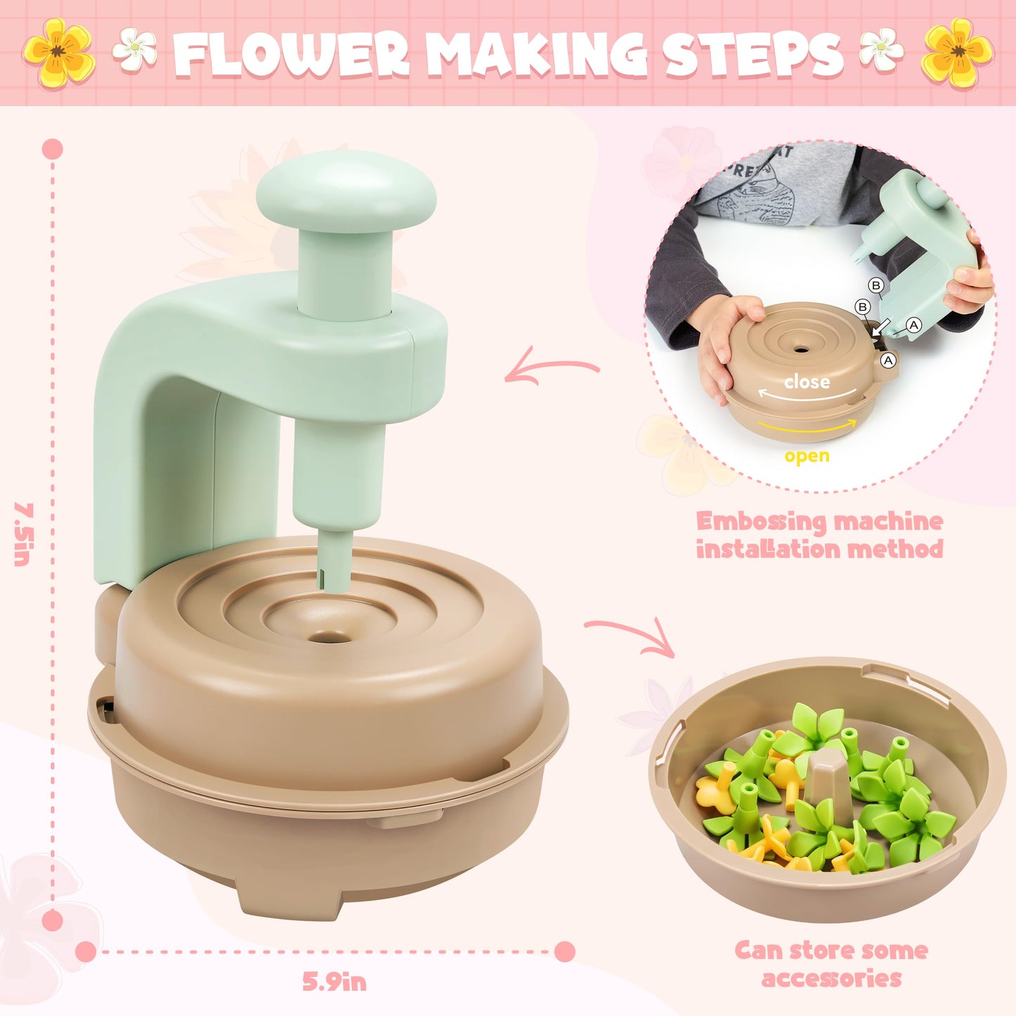 Fabric Flower Bouquets Toys, DIY Craft Kits Toys for Kids - Flower Market Toy, Build Your Flower Bouquet, Arts & Crafts for 4 5 6 7 8 Year Toddler Girl, Educational Activity Preschool B-Day Gifts