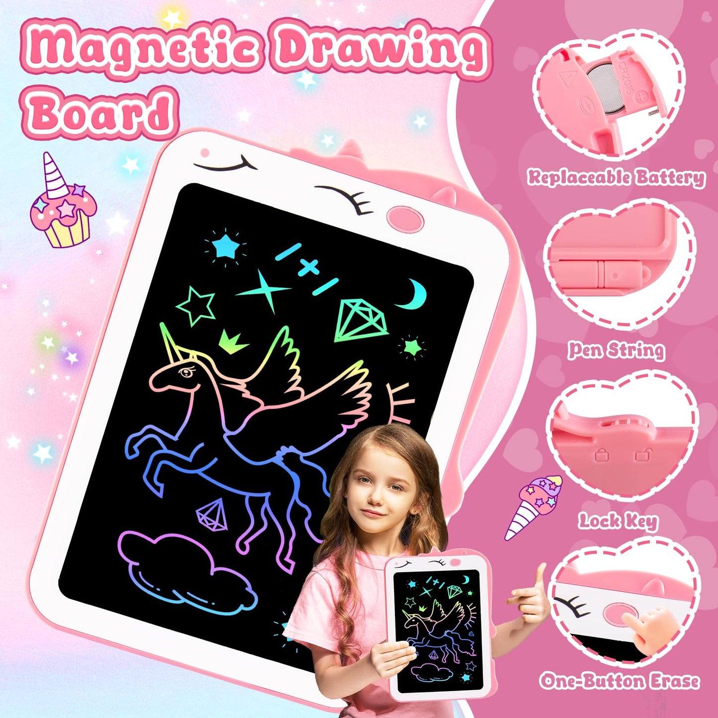 LCD Writing Tablet for Kids, Colorful Toddlers Toys Drawing Board, Educational Kid Toys, Doodle Pad Dinosaur Toys for 2 3 4 5 6 7 8 Year Old Boys Girls Birthday Party Christmas Gifts,8.5inch