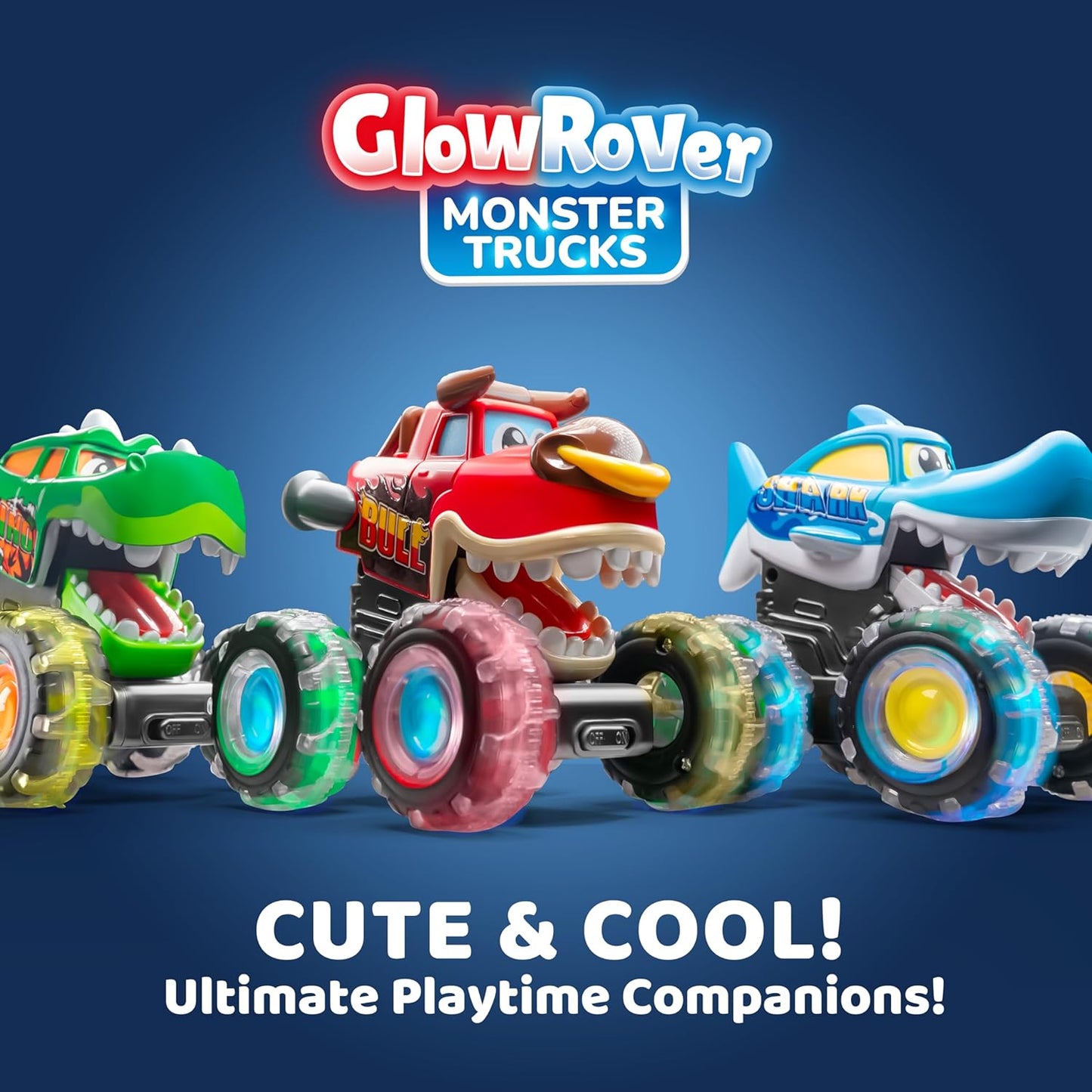 JOYIN 3 Pack Monster Truck Toy - Motion Activated Light-Up Cars for Toddlers - Monster Treads Lightning Wheels - Baby Toy Present - Press & Go Cars for Boys Girls Birthday Gifts Easter Basket Stuffer