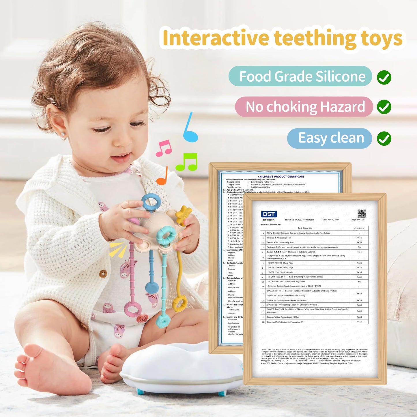 Montesorri-Toys - Pull String Toys for Baby - Made of 100% Food Grade Silicone with Built-in Rattle Function and Easy to Clean Design (Blue)