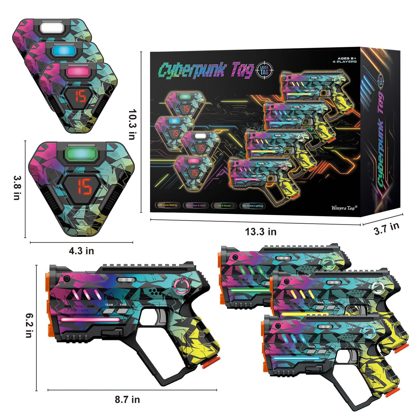 Laser Tag Set of 2, Lazer Tag Game for Kids Indoor & Outdoor Play, Gift Ideas for Kids Teens and Adults, Cool Toys for Teenage Ages 8 9 10 11 12+Year Old Boy & Girls