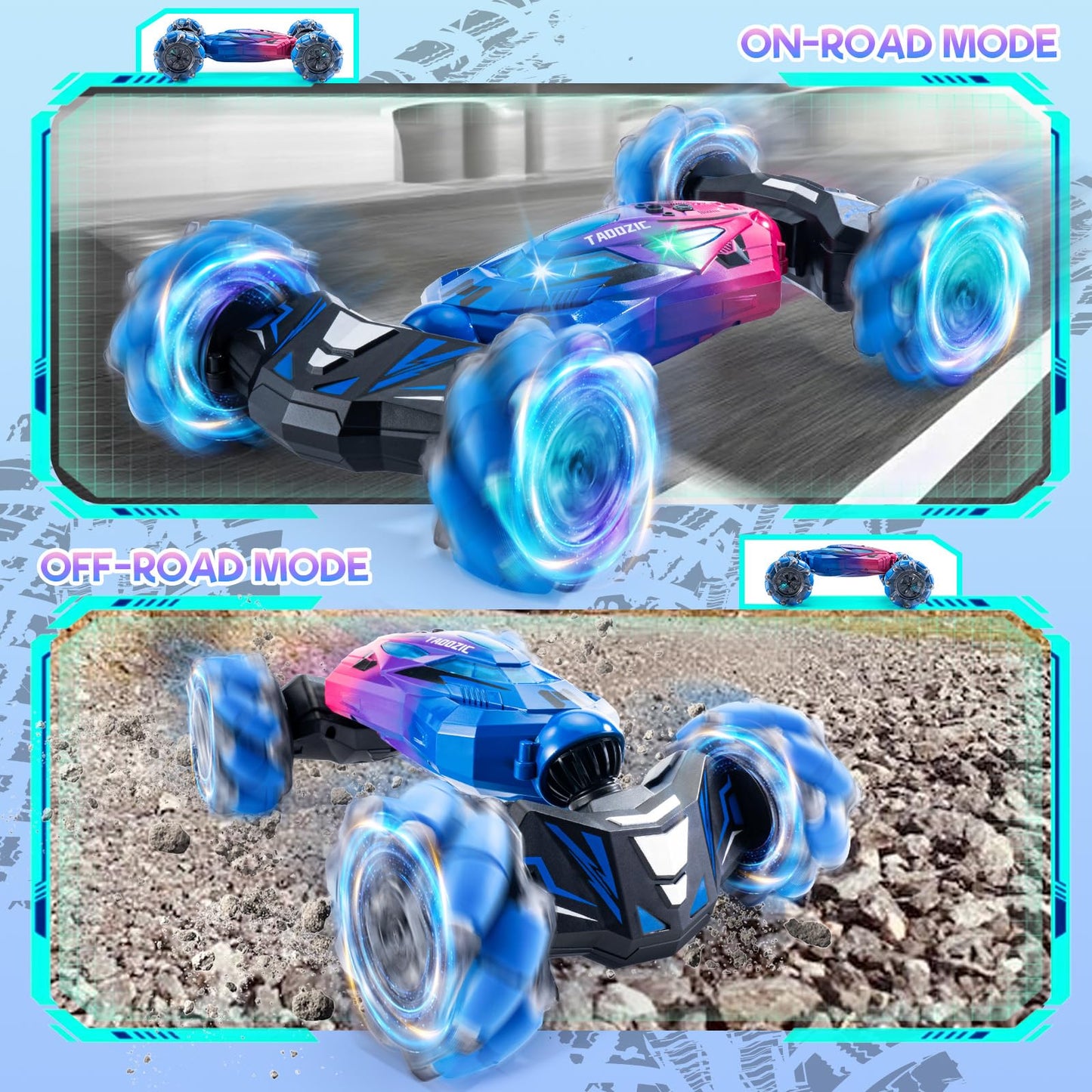 4WD Remote Control Gesture Sensor Car,Hand Controlled RC Stunt Car,Double-Sided Vehicle 360° Rotation with Light and Music Spray, Watch Toy Cars for Boys & Girls Birthday