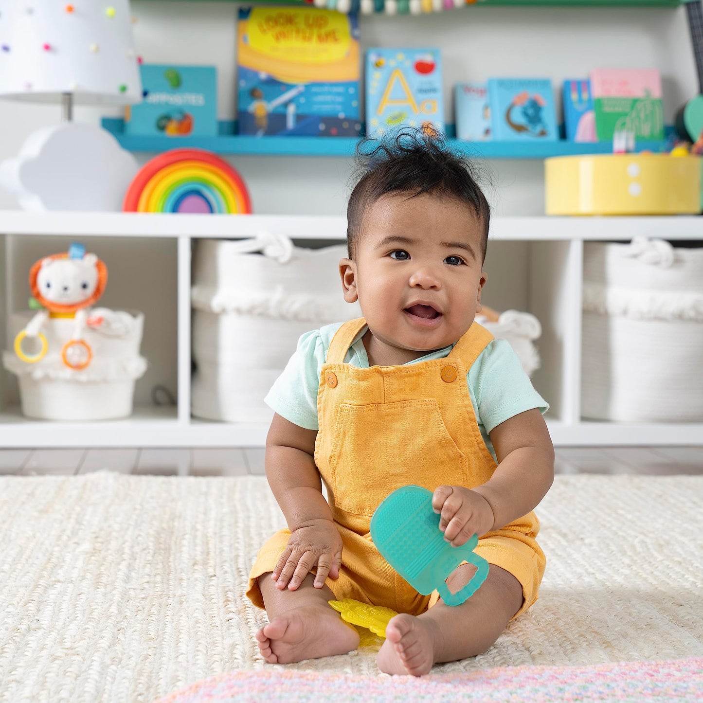 Bright Starts Grab & Spin Baby Rattle & BPA-Free Teether Toy, Ages 3 Months+