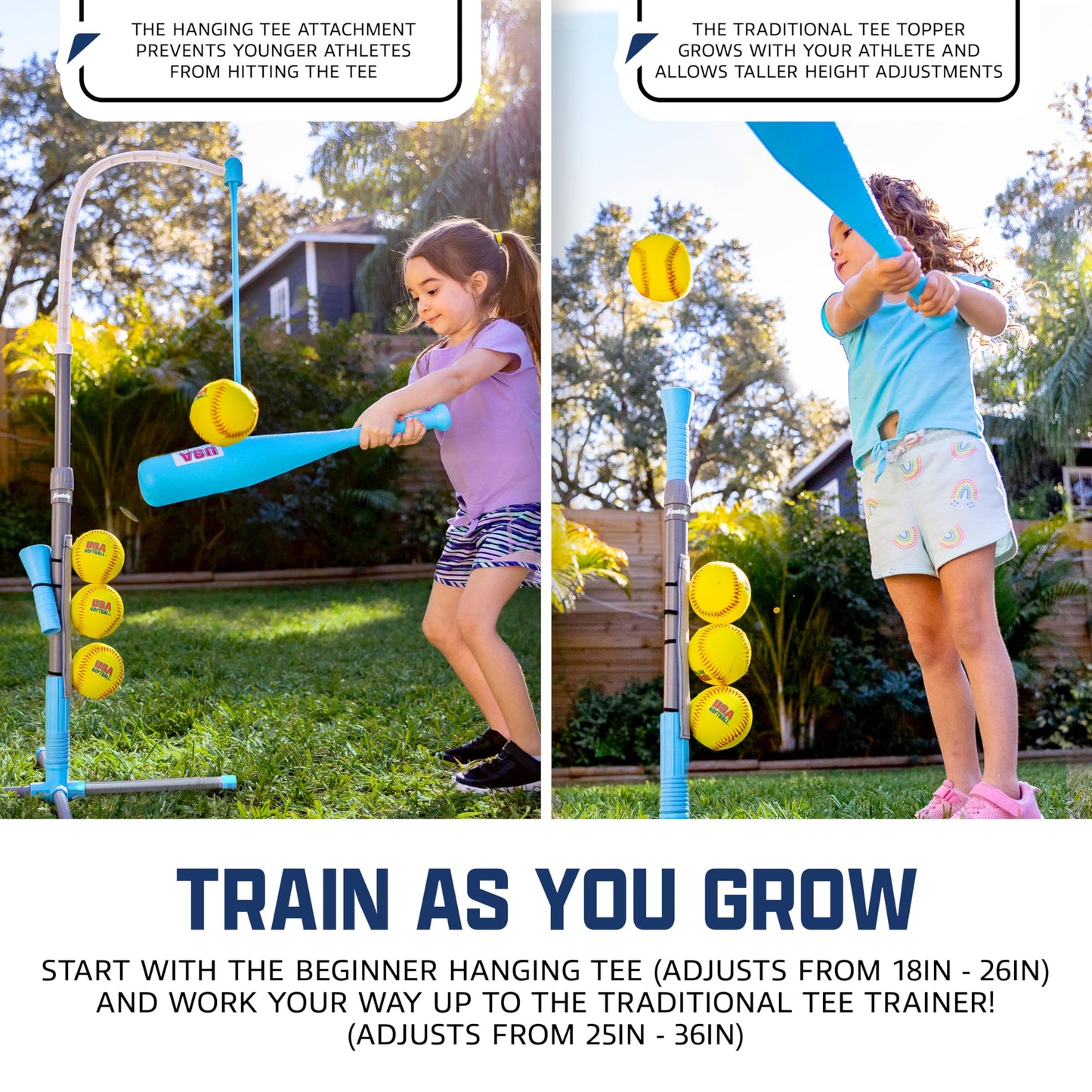 Franklin Sports Grow-with-Me Kids Baseball Batting Tee + Stand Set for Youth + Toddlers - Youth Baseball, Softball + Teeball Hitting Tee Set for Boys + Girls