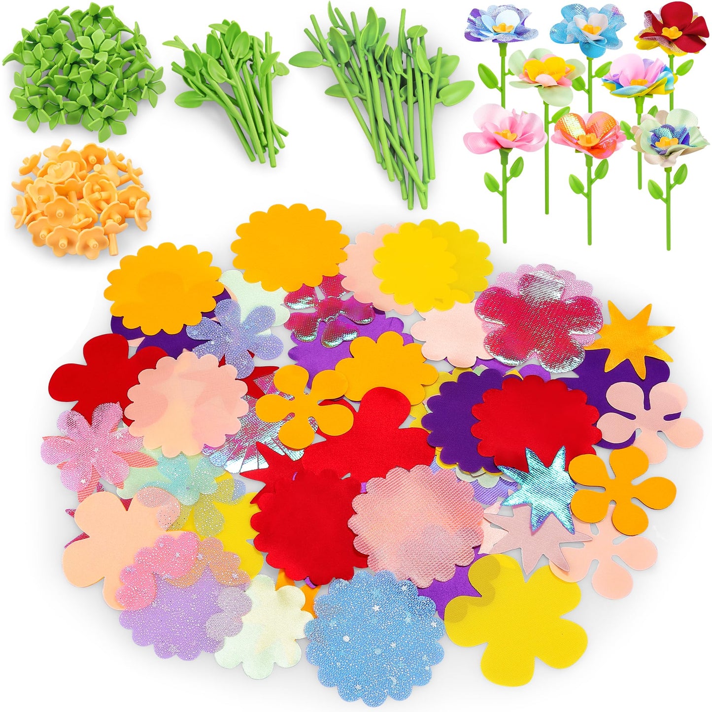 Fabric Flower Bouquets Toys, DIY Craft Kits Toys for Kids - Flower Market Toy, Build Your Flower Bouquet, Arts & Crafts for 4 5 6 7 8 Year Toddler Girl, Educational Activity Preschool B-Day Gifts