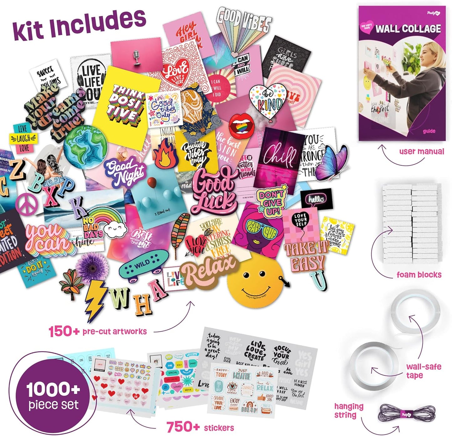 Wall Collage Kit for Teen & Tween Girls - Arts Craft Gift Ideas for Age 11, 12,13, 14, 15, 16 Year Old Girl - Birthday Gifts and Stuff for Teenage Bedroom Decor - Teens Creative Crafts Kits Teenager