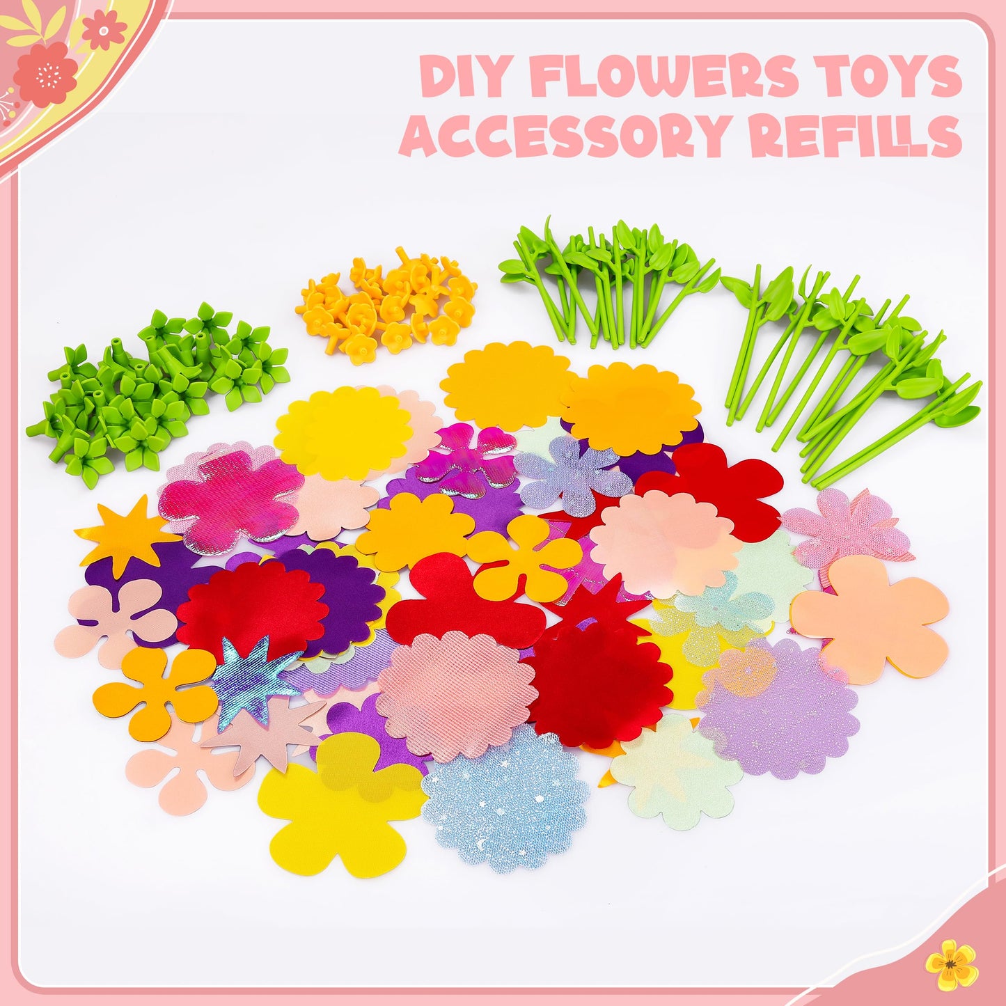 Fabric Flower Bouquets Toys, DIY Craft Kits Toys for Kids - Flower Market Toy, Build Your Flower Bouquet, Arts & Crafts for 4 5 6 7 8 Year Toddler Girl, Educational Activity Preschool B-Day Gifts