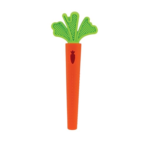 Nuby Silicone Carrot Tube Teether - Baby Teething Toy - Massaging Bristles for Sore Gums - 3+ Months