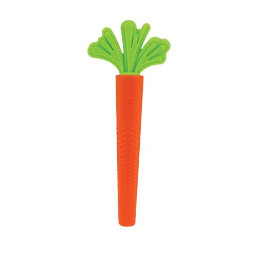 Nuby Silicone Carrot Tube Teether - Baby Teething Toy - Massaging Bristles for Sore Gums - 3+ Months