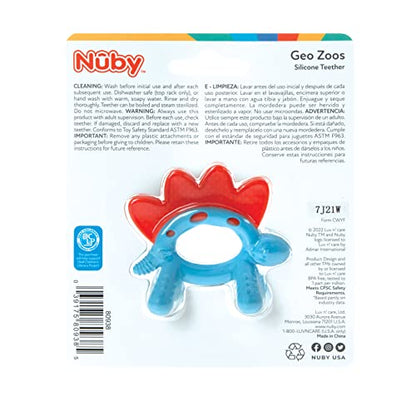 Nuby Geo Zoos Massaging Teether - Baby Teething Toy - Soft Easy Grip - 3+ Months - Elephant