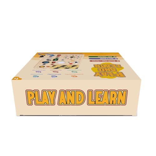 Busy Board, Montessori Toy for 1-3 Years Old, Wooden Toddler Sensory Travel Toy, Ideal Gift for 1+ Year Old Boys (Busy Board Plus V2), Medium, Yellow