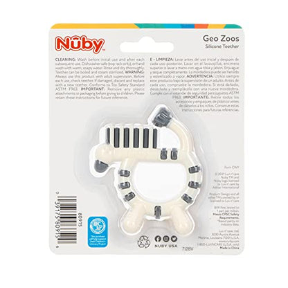 Nuby Geo Zoos Massaging Teether - Baby Teething Toy - Soft Easy Grip - 3+ Months - Elephant