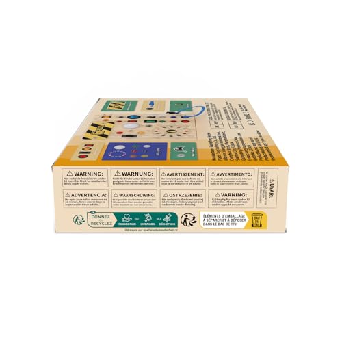 Busy Board, Montessori Toy for 1-3 Years Old, Wooden Toddler Sensory Travel Toy, Ideal Gift for 1+ Year Old Boys (Busy Board Plus V2), Medium, Yellow