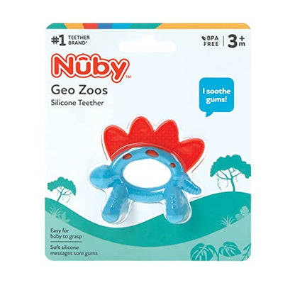 Nuby Geo Zoos Massaging Teether - Baby Teething Toy - Soft Easy Grip - 3+ Months - Elephant