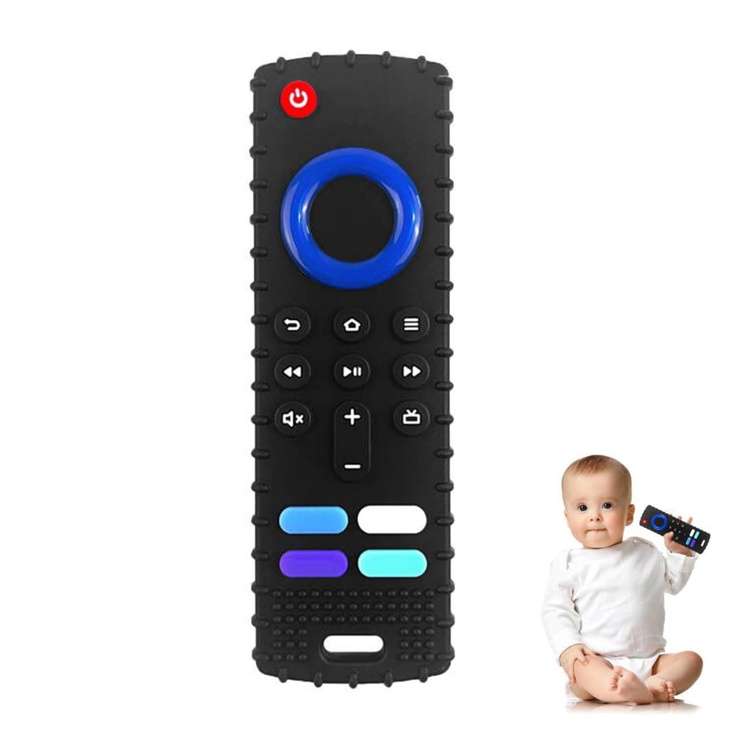 YAPROMO Baby Teething Toys,Reomte Teether Toys, Silicone Chew Toy for Babies 18+ Months, Remote Control Shape Teething Toys, Early Educational Toy BPA Free & Refrigerator Safe (Black02 & Pink01)