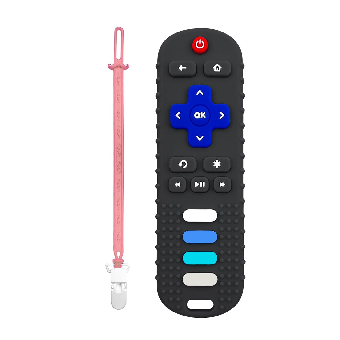 YAPROMO Baby Teething Toys,Reomte Teether Toys, Silicone Chew Toy for Babies 18+ Months, Remote Control Shape Teething Toys, Early Educational Toy BPA Free & Refrigerator Safe (Black02 & Pink01)