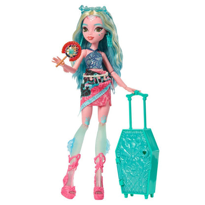 Monster High Skulltimate Secrets Draculaura Doll and Accessories Set, Destination: Gore-geous Oasis with Suitcase and 19+ Surprises Like Clothes