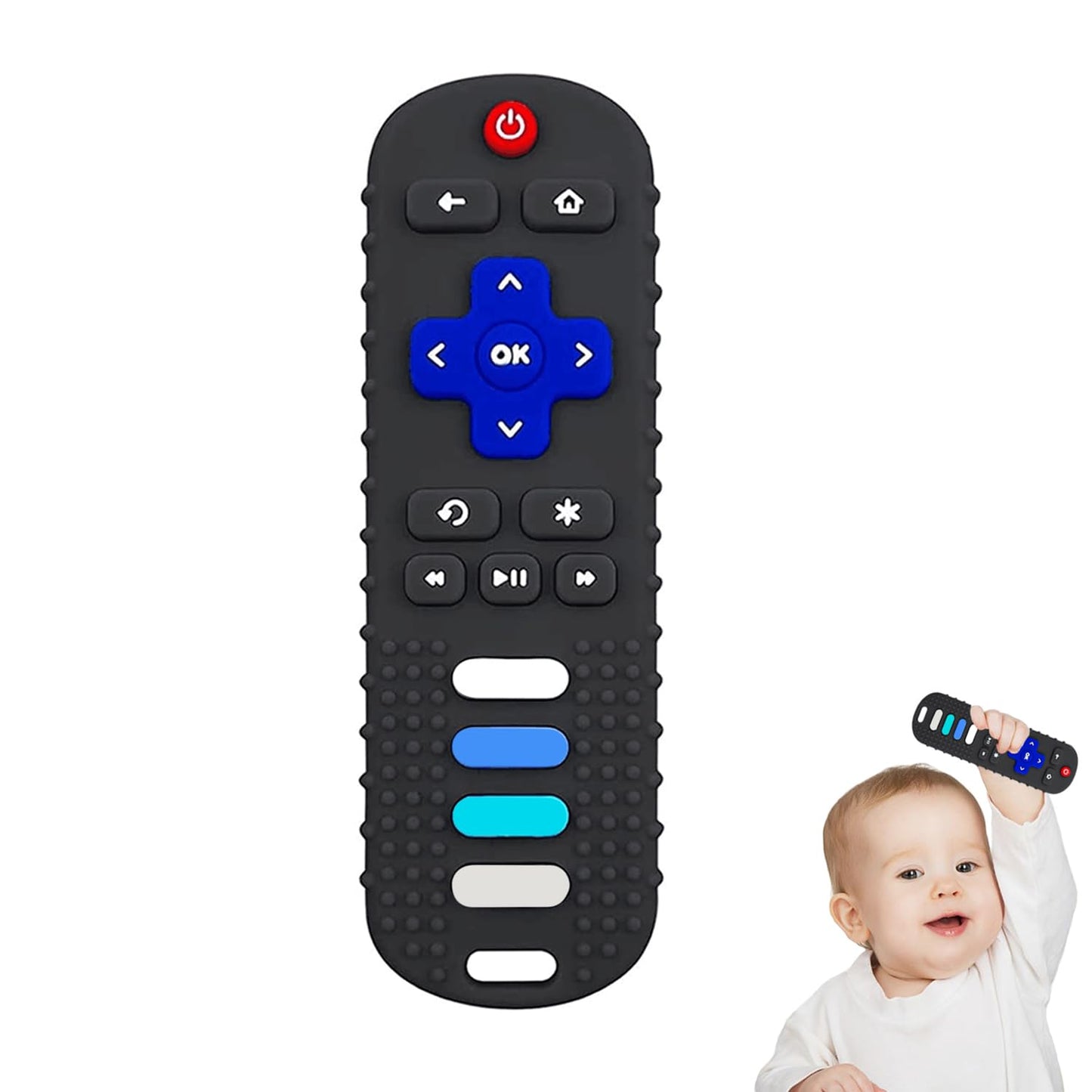 YAPROMO Baby Teething Toys,Reomte Teether Toys, Silicone Chew Toy for Babies 18+ Months, Remote Control Shape Teething Toys, Early Educational Toy BPA Free & Refrigerator Safe (Black02 & Pink01)