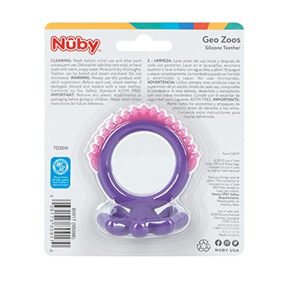 Nuby Geo Zoos Massaging Teether - Baby Teething Toy - Soft Easy Grip - 3+ Months - Elephant