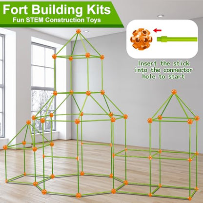 V-Opitos 180 Pack Fort Building Kits for Kids Age 4, 5, 6, 7, 8+ Years Old, Creative STEM Building Toys for DIY Castles, Tunnels, Play Tent, Ideal Christmas, Birthday Gifts for Boys & Girls