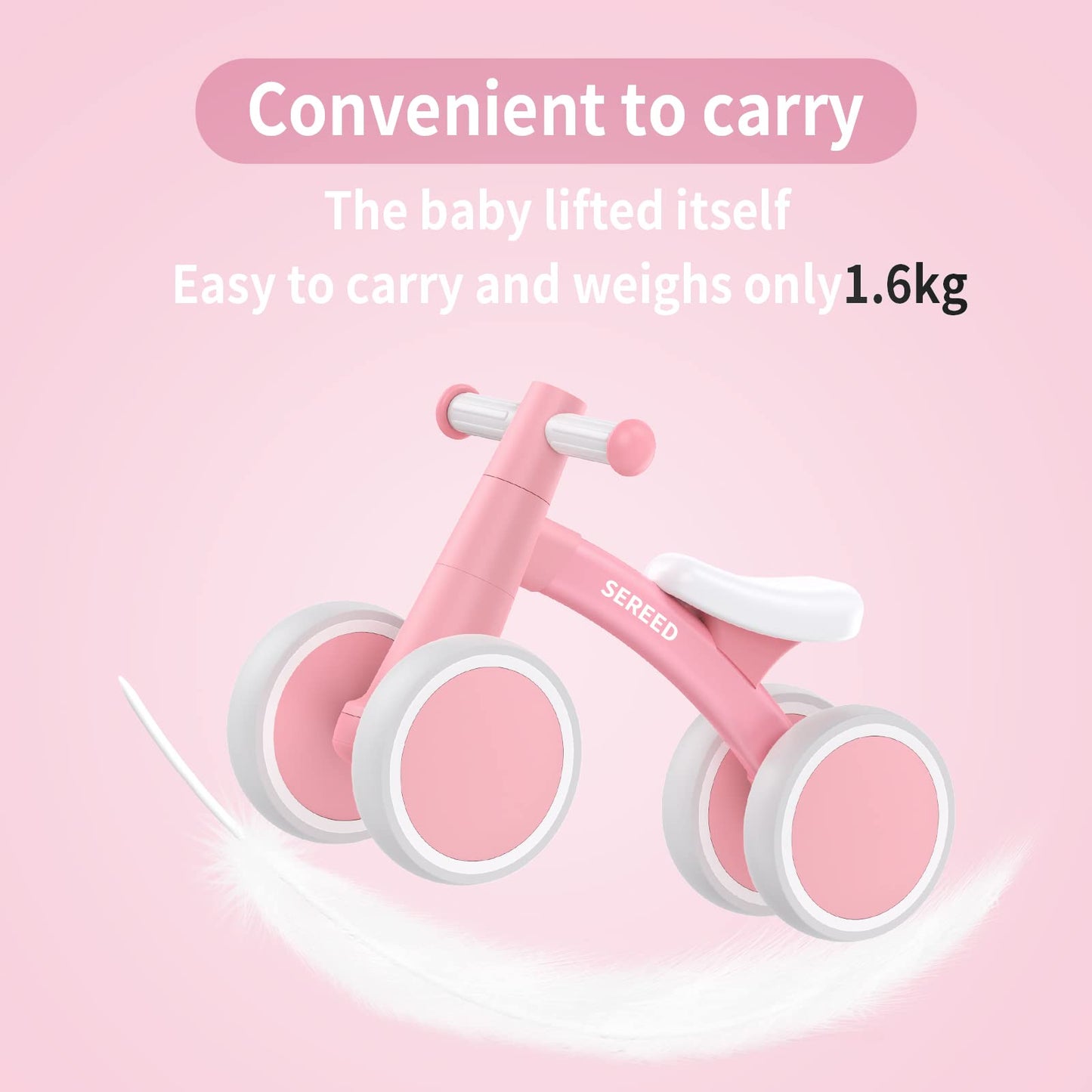 SEREED Baby Balance Bike for 1 Year Old Boys Girls 12-24 Month Toddler Balance Bike, 4 Wheels Toddler First Bike, First Birthday Gifts