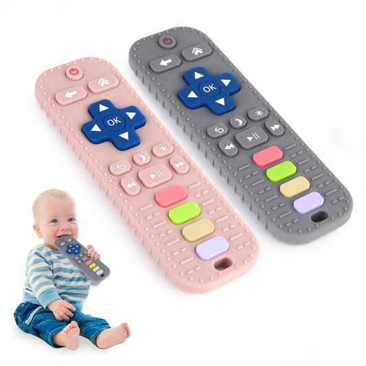 Hooku Silicone Teethers for Babies 0-6 Months, Teething Toys for Babies 6-12 Months, Baby Remote Control Toy, Infant Toys 0-3 Months, Sensory Chew Toys, Toddler Newborn Baby Girl Boy Gifts