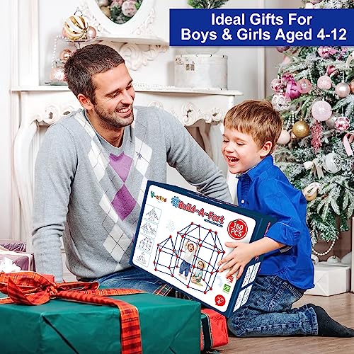 V-Opitos 180 Pack Fort Building Kits for Kids Age 4, 5, 6, 7, 8+ Years Old, Creative STEM Building Toys for DIY Castles, Tunnels, Play Tent, Ideal Christmas, Birthday Gifts for Boys & Girls